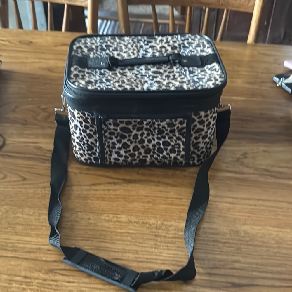 Large Leopard Print Cosmetic Train Case